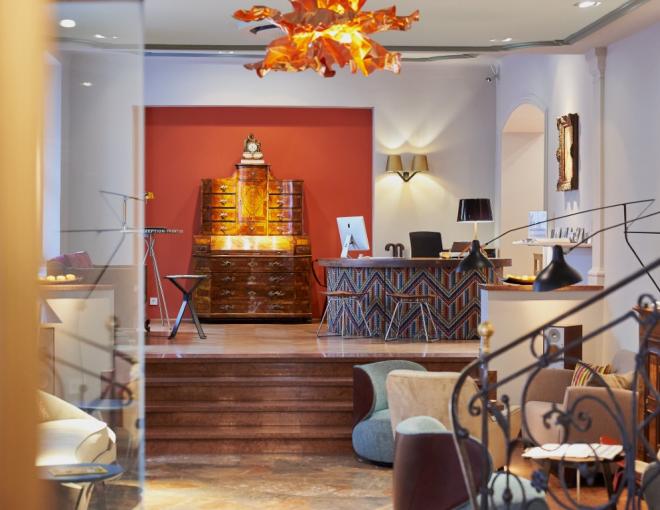 Lounge und Rezeption des Hotels und Villa Auersperg Salzburg